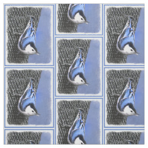 Vitbröstad nuthatch-målning Original Bird Art Tyg