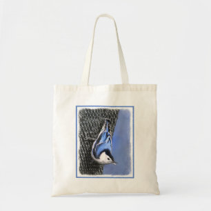 Vitbröstad nuthatch-målning Original Bird Art Tygkasse