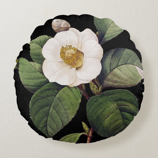 VitCamellia Rund Kudde (Framsidan)