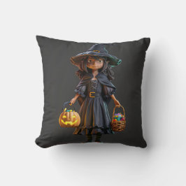 Vitch med färgkanaler och jack-o'-lanter kudde