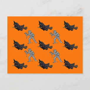 Vitch och Mummy Mönster Halloween-vykort Vykort