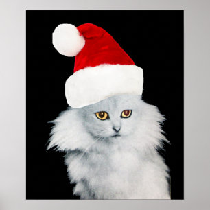 VITCHRISTMAS CAT MED JULTOMTEN HAT POSTER
