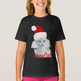 VITCHRISTMAS CAT MED JULTOMTEN HAT T-SHIRT