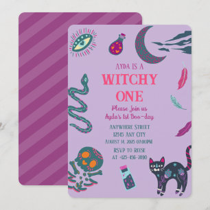 Vitchy One Halloween Birthday-inbjudan Inbjudningar