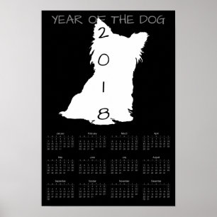 Vitcute Hund kinesiska nyårskalender 2018 P Poster