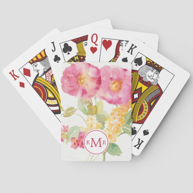 Vitdaisy för Monogram | på blått Casinokort (Baksidan)