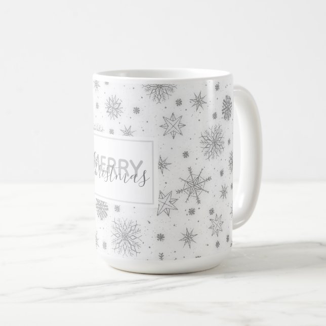 Vitdesign för silver Snöflingor Kaffemugg (Framsida höger)