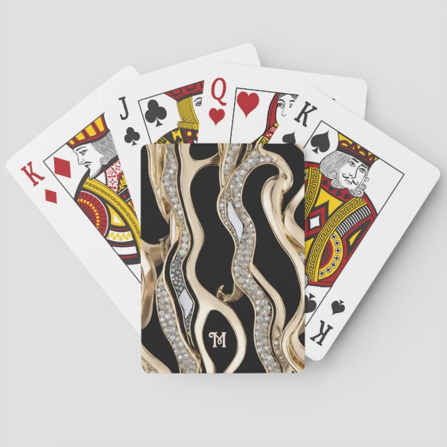 Vitdiamanter, guld gräns mandala design casinokort (Baksidan)