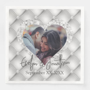 Vitdiamanter Silver Mosaic Heart Photo Pappersservett