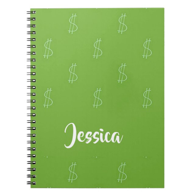 Vitdollartecken på grönt anteckningsbok (Framsidan)