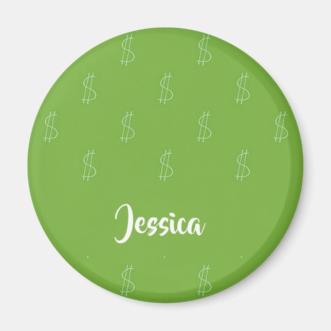 Vitdollartecken på grönt magnet (Framsidan)