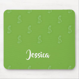 Vitdollartecken på grönt musmatta