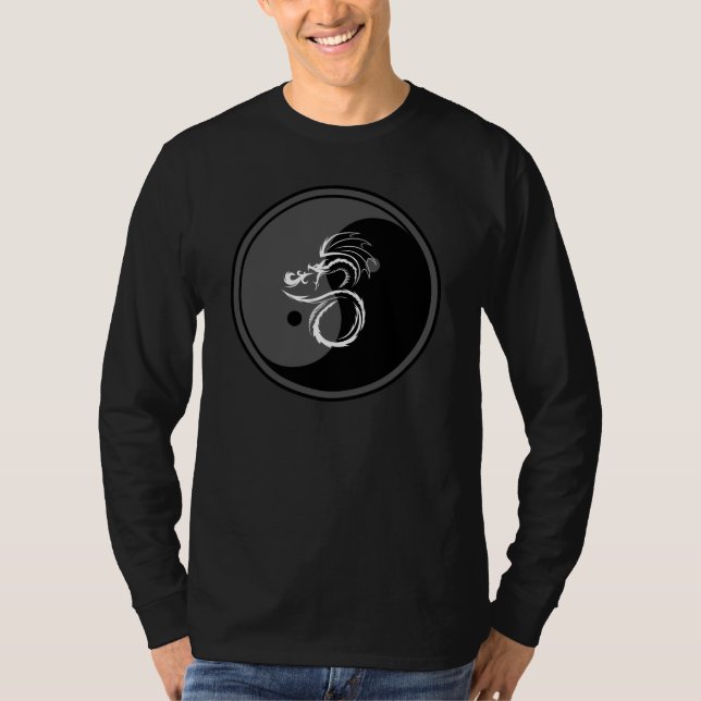 Vitdrake och Yin Yang design 1 Tee Shirt (Framsida)