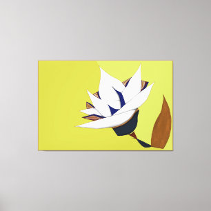 VITE, BLUE, GULD LOTUS CANVASTRYCK