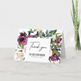 VITE BURGUNDY GRÖNT BLOMMIGT BUNCH BRÖLLOP TACK KORT