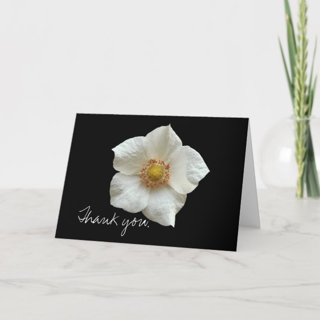 VITE FLOWER PÅ BLACK-KORT: Tack. Tack Kort (Framsida)