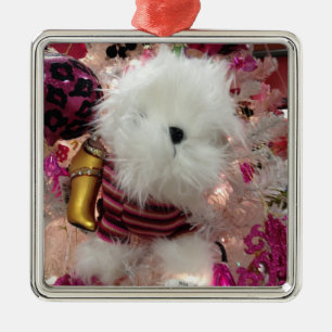 VITE FUFFY PUPPY CHRISTMAS ORNATION JULGRANSPRYDNAD METALL