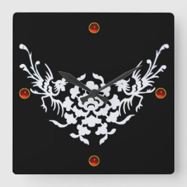 VITE GRIFFINS OCH FLÖDEN,Red Ruby Gem Stone Fyrkantig Klocka