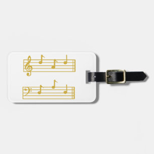 VITE GULD MUSIC ÄLSKARE PAPPA NOTES TREBLE BASCLEF BAGAGEBRICKA