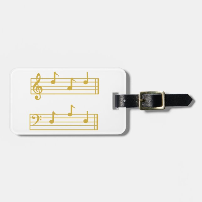 VITE GULD MUSIC ÄLSKARE PAPPA NOTES TREBLE BASCLEF BAGAGEBRICKA (Horisontell Framsida)