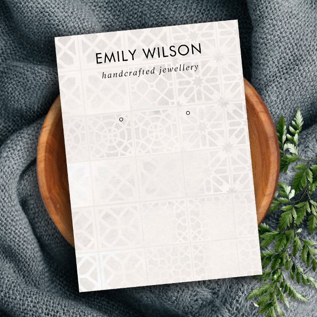 VITE MOROCCAN TILE STRUKTUR STUD EARRING VISNING VISITKORT (Skapare uppladdad)