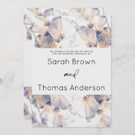 VITE OCH BLUE PATELE BLOMMIGT ELEGANT BRÖLLOP INBJUDNINGAR