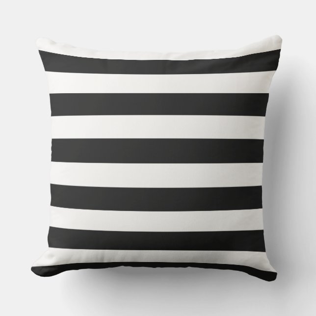 VITE PÅ BLACK Elegant Snyggt Modern Rand Outsida Kudde (Framsida)