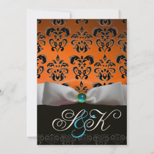 VITE RIBBON ORANGE BLUE BLACK DAMASK MONOGRAM INBJUDNINGAR