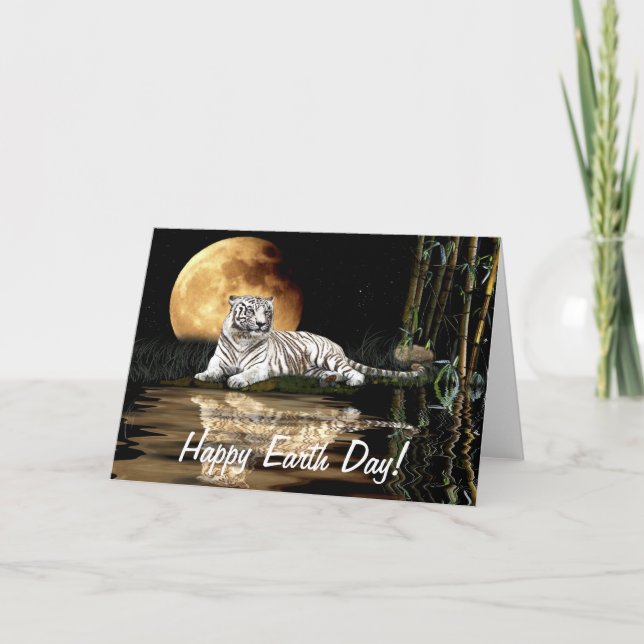 VITE TIGER Earth Day Endangered Specifications Car Helgkort (Framsida)