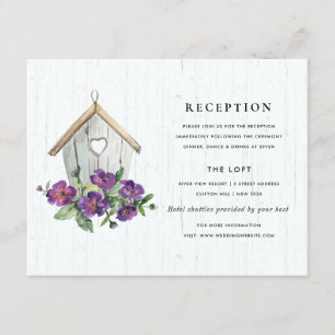 VITE WOODEN BLOMMIGT BIRDHOUSE WEDDING RECEPTION TILLÄGGSKORT