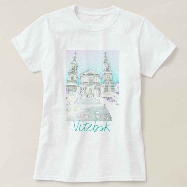 Vitebsk Vitryssland Kyrkoarkitektur T-Shirt Top (Design framsida)