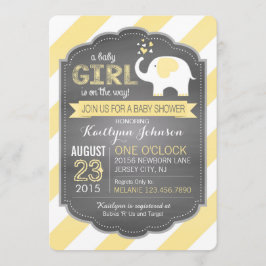Vitelefant och randbaby shower inbjudningar