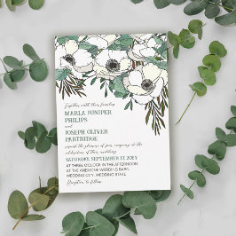 Vitemoner Eucalyptus Ilustration Bröllop Inbjudningar