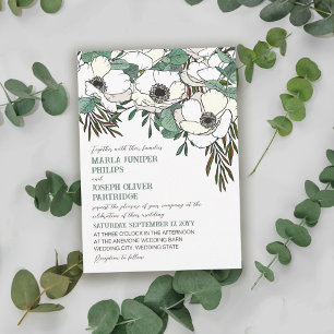 Vitemoner Eucalyptus Ilustration Bröllop Inbjudningar