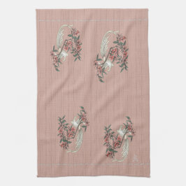Vitfågel - Blommar av körsbär Peach Kökshandduk