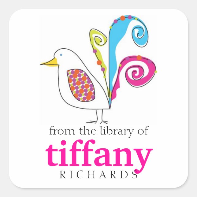 Vitfågelvilt Bok Tallrikar Fyrkantigt Klistermärke (Framsida)