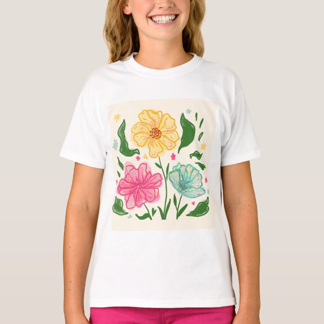 Vitfärgad bläddringsbild - Handritning T Shirt (Framsida)