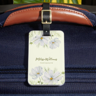 Vitfärgad konmos Blommor Botanisk målning Bagagebricka