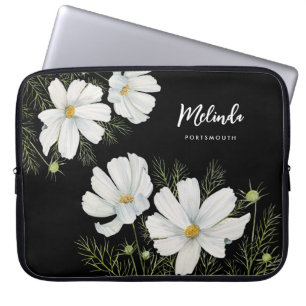 Vitfärgad konmos Blommor Botanisk målning Laptop Fodral