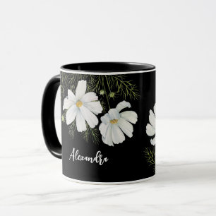 Vitfärgad konmos Blommor Botanisk målning Mugg