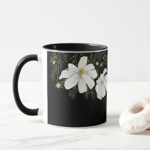 Vitfärgad konmos Blommor Botanisk målning Mugg