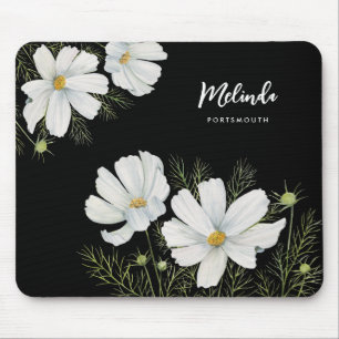 Vitfärgad konmos Blommor Botanisk målning Musmatta