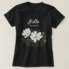 Vitfärgad konmos Blommor Botanisk målning T Shirt