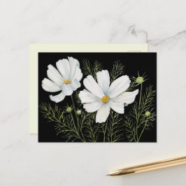 Vitfärgad konmos Blommor Botanisk målning Vykort