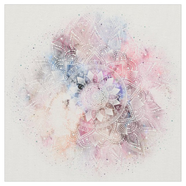 Vitfärgsdesign för mandala tyg (Närbild)