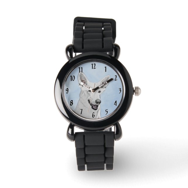 Vitfärgsfärg - Cute Original Hund Art Armbandsur (Framsida)