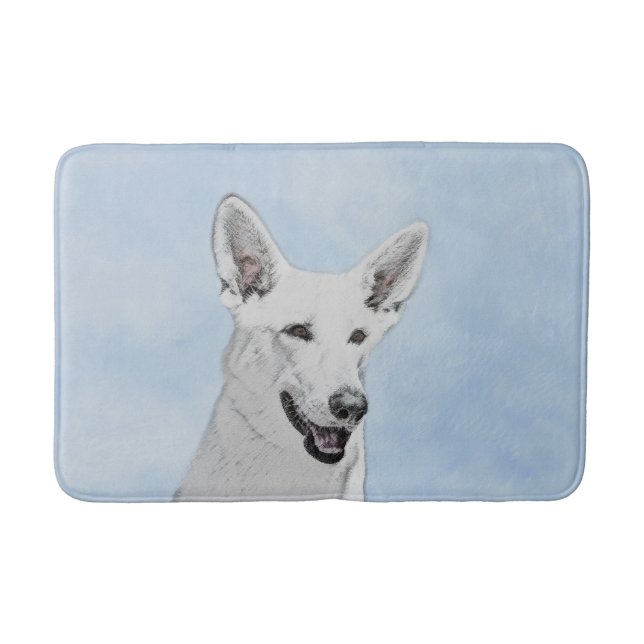 Vitfärgsfärg - Cute Original Hund Art Badrumsmatta (Framsidan)