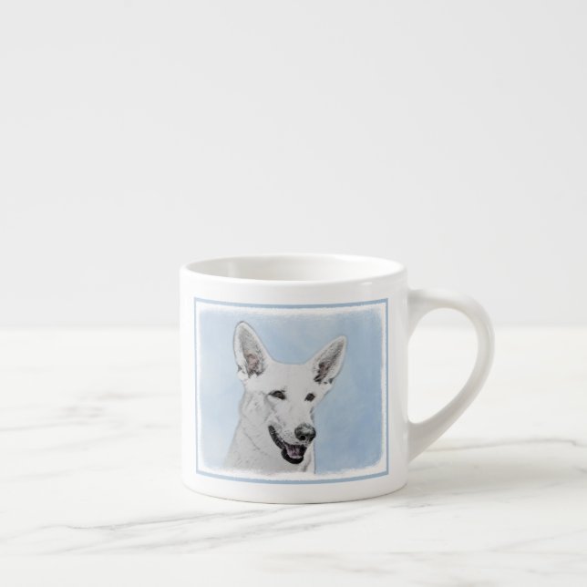Vitfärgsfärg - Cute Original Hund Art Espressomugg (Höger)
