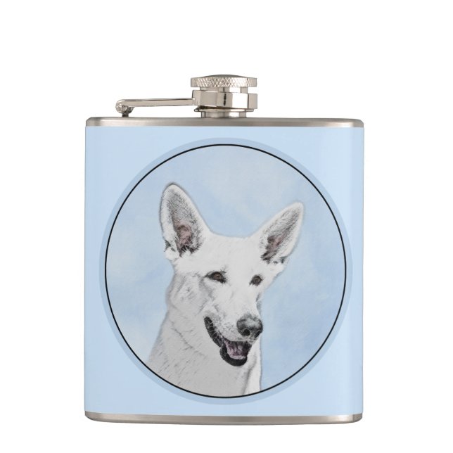 Vitfärgsfärg - Cute Original Hund Art Fickplunta (Framsidan)