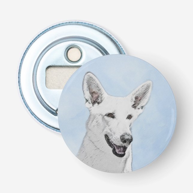 Vitfärgsfärg - Cute Original Hund Art Flasköppnare (Framsidan)